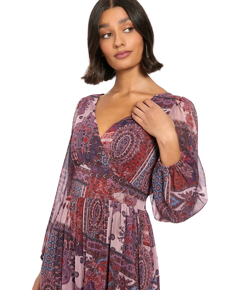 London Times Women's V-neck Long Dress