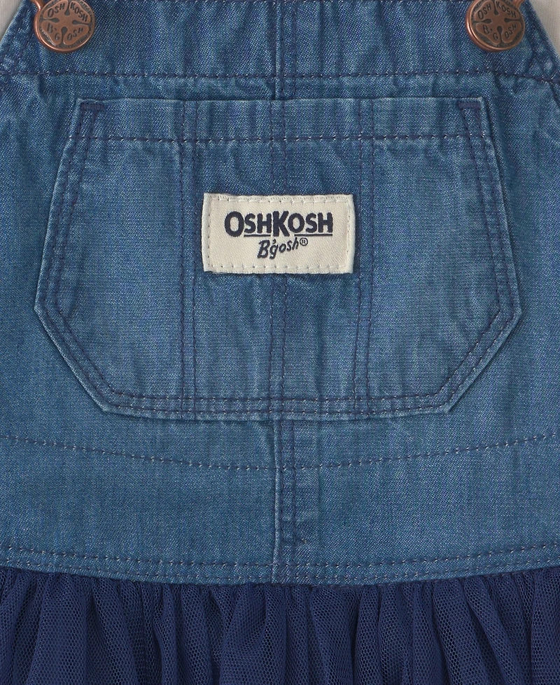 Osh Kosh Baby Girls' Sleeveless Chambray Skirtall Jumper and T-Shirt, 2-Piece Set