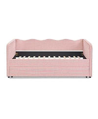 Streamdale Furniture Gingham Upholstered 3-in-1 Twin Daybed with Trundle and Storage