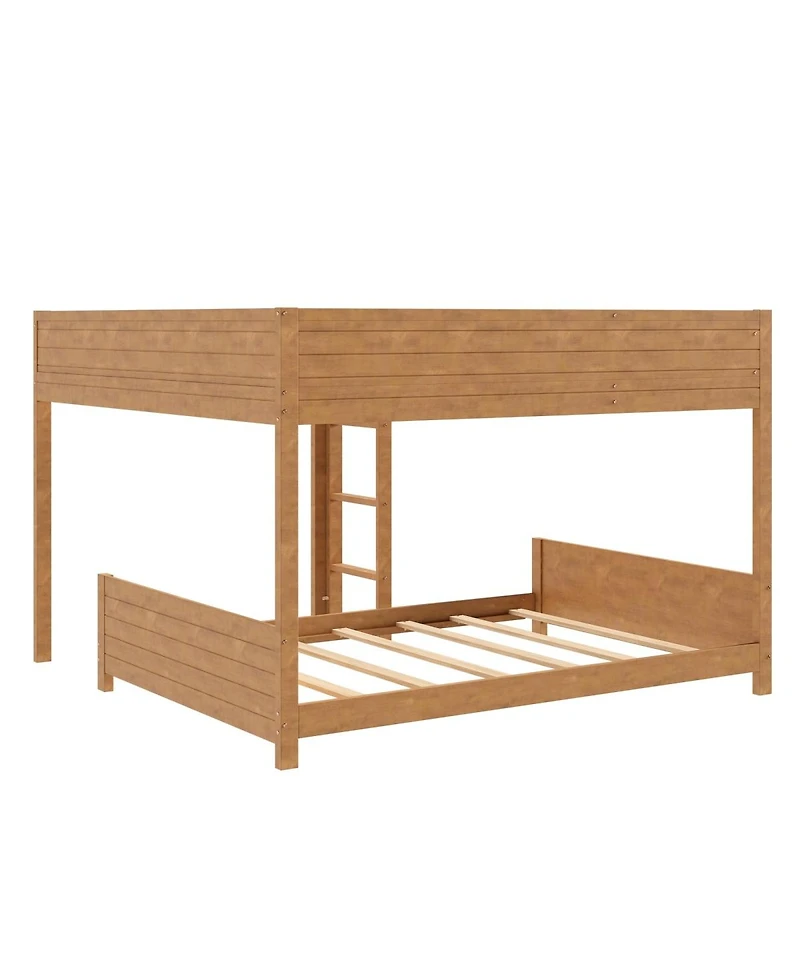 Streamdale Furniture Full Xl over Full Xl Wooden Bunk Bed with Storage, Ladder
