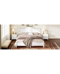 Streamdale Furniture Retro Wooden King Platform Bed Frame with Headboard