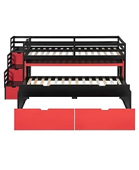 Streamdale Furniture Twin Xl Loft Bed with Desk, Trundle, Storage Steps