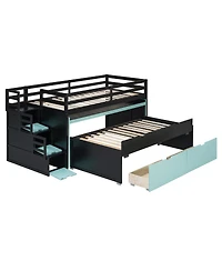 Streamdale Furniture Loft Bed with Desk, Trundle, Storage Steps, and Drawers