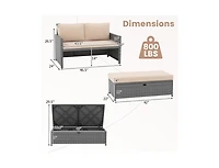 Boyel Living Outdoor Rattan Daybed Wicker Loveseat and 31 Gallon Storage Ottoman