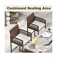 Boyel Living Outdoor Pe Wicker Bar Stools Set of 2 Patio Bar Height Chairs with Cushions