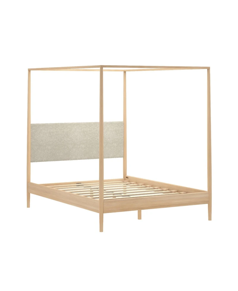 Plank+Beam Harbor Queen Canopy Bed with Upholstered Headboard