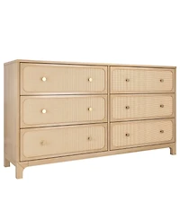 Max and Lily Elio/Rattan 6 Drawer Dresser