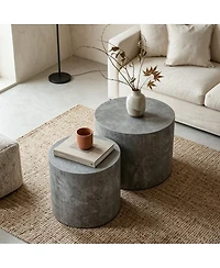 Streamdale Furniture 2-Piece Round Wooden Nesting Coffee Table Set