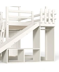 Streamdale Furniture Twin over Full House Bunk Bed with Slide, Storage