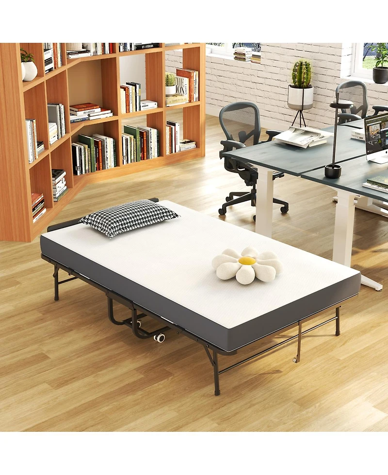 Streamdale Furniture 75"x46" Extra Long Folding Bed with 5" Memory Foam Mattress and Adjustable Head