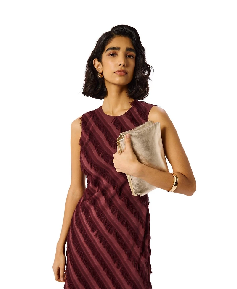 Whistles Women's Fringe Textured Sleeveless Midi Dress
