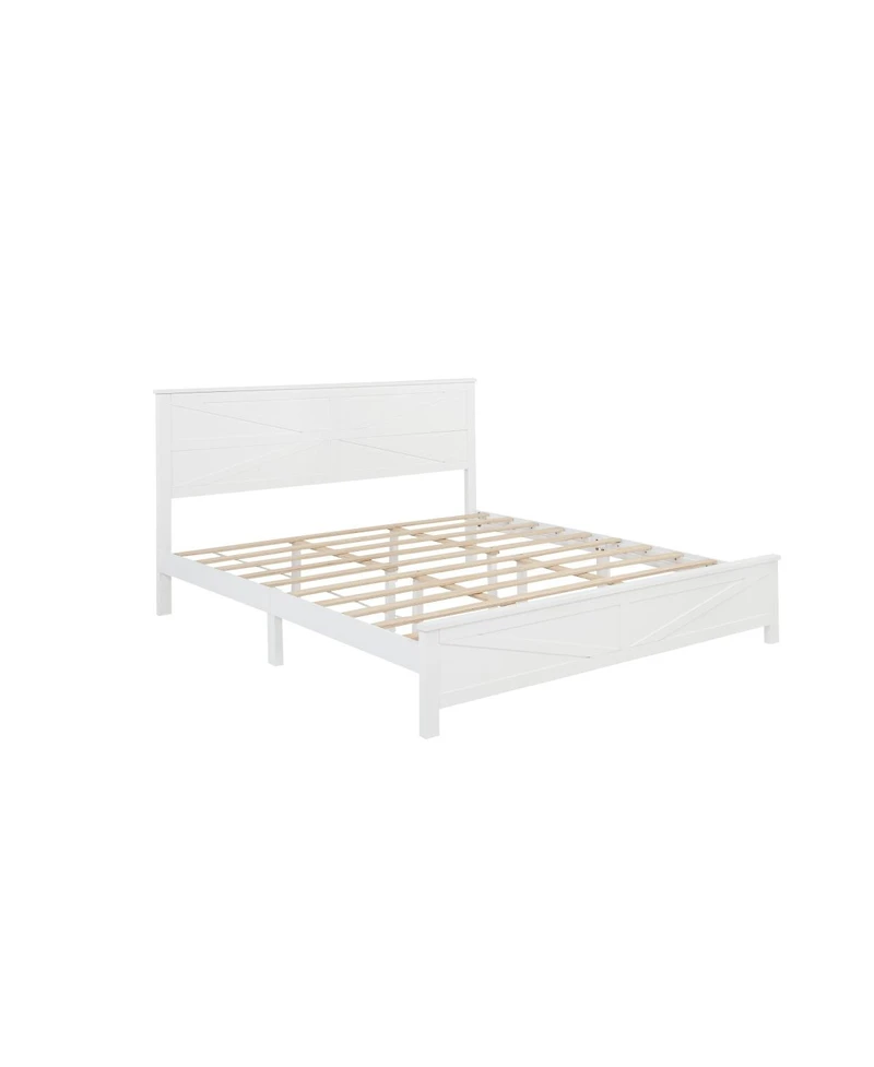 Streamdale Furniture Farmhouse King Bed with Barn Door Headboard and Footboard