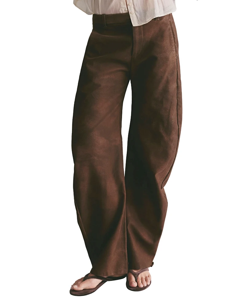Free People Women's Spotlight Faux-Suede Wide-Leg Trousers