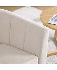 Streamdale Furniture Upholstered Chenille Swivel Barrel Chair with Solid Wood Base
