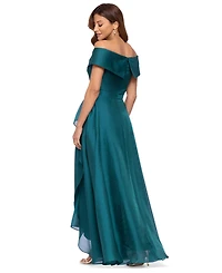 Xscape Women's Sweetheart Neck Off-The-Shoulder Ruffle Long Dress
