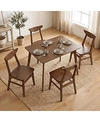 Gymax 5 Piece Solid Wood Dining Table Set Mid Century Kitchen Table and Chairs Set for 4