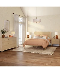 Plank+Beam Elio Rattan 6 Drawer Dresser with Brass Knob