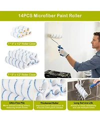 Xdovet Paint Roller Kit Extension Pole Brushes Tape Drop Cloth