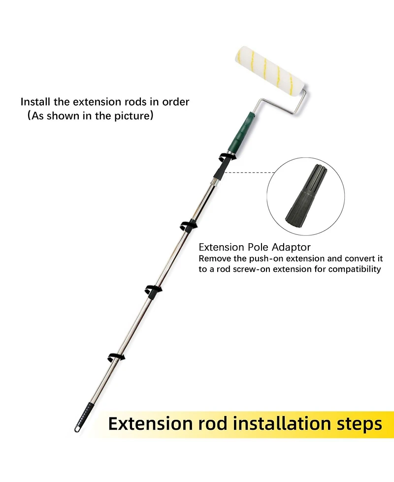 Xdovet 9-inch and 4-inch Roller and Extension Pole Set for Walls and Ceilings