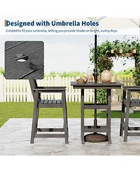 homfan 5-Piece Outdoor Dining Set – Square Table with Umbrella Hole and 4 Armrest Chairs, All-Weather Hdpe Furniture for Backyard, Deck and Patio