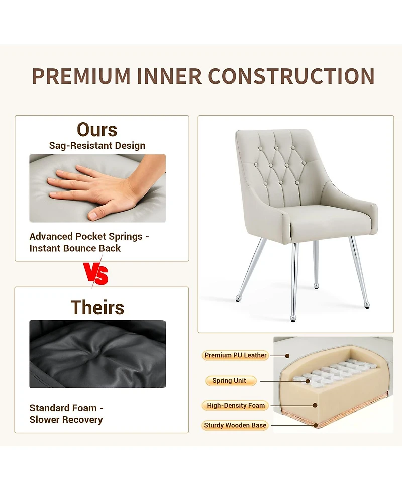 Streamdale Furniture Diamond Tufted Leather Dining Chairs