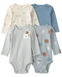 Carter's Baby Boys' Milk & Cookies Round Neck Bodysuits, 4-Pack