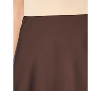CeCe Women's Satin Midi A-Line Skirt