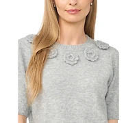 CeCe Women's Short-Sleeve Crewneck Sweater