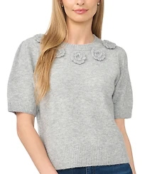 CeCe Women's Short-Sleeve Crewneck Sweater