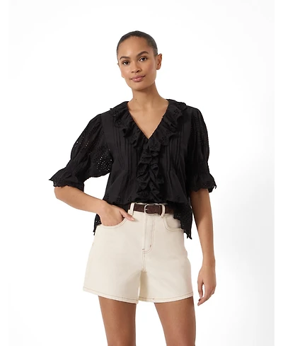 Hush Women's Koa Short-Sleeve V-Neck Ruffle Blouse