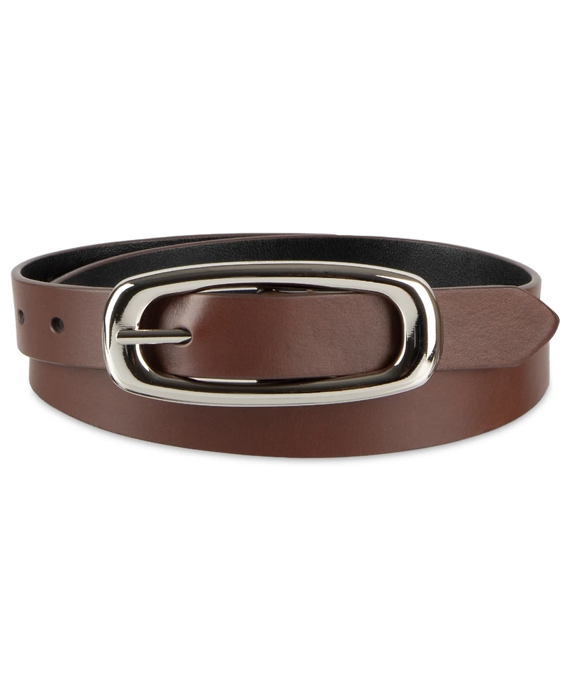 Calvin Klein Skinny Oval Shaped Center Bar Buckle Reversible Dress Belt