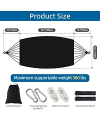 Piscifun Brazilian Style Double Hammock With Fringe 2 Person Indoor Outdoor Relaxation Easy Setup Carry Bag