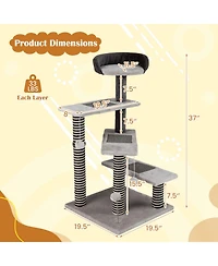 Hongge Sisal and Jute Wrapped Kitten Cat Tower, 37 Inch Tall
