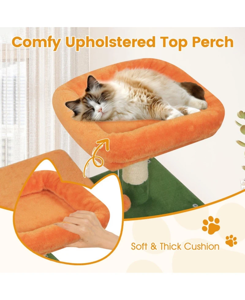 Hongge Plush 58 Inch Multi-Level Cat Tower with Hammock Lounge