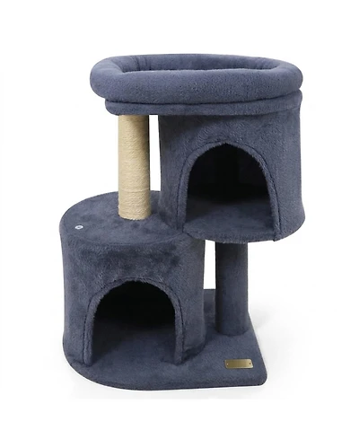 Hongge Dual-Condo 26 Inch Cat Tower with Wide Cushioned Perch