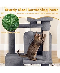 Hongge 52 Inch Indoor Cat Tower Tree with Two Enclosed Cat Caves