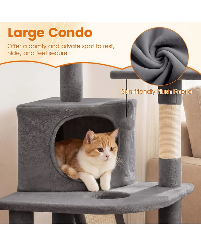 Hongge 44 Inch Kitten Tower with Sisal Scratching and Climbing Ramp