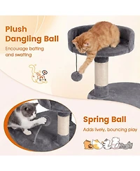 Hongge 36 Inch Kitten Cat Tower with a Round 15.5 Inch Lounging Platform
