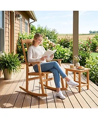 Gymax 2 Piece Outdoor Rocking Chair with High Back Wide Seat Armrests Rocker Chair