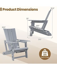 Gymax Adirondack Chairs Set of 4 with Cup Holder Wood Texture for Garden Backyard