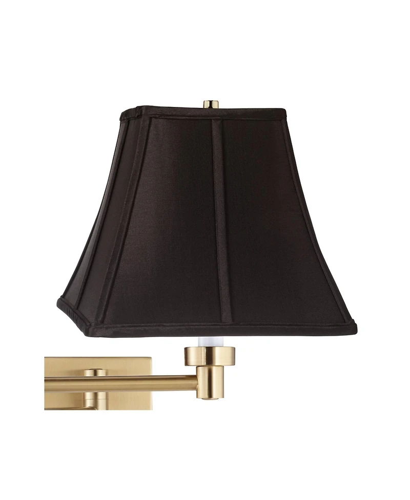 Barnes and Ivy Swing Arm Wall Lamp Warm Antique Brass Plug-In Light Fixture Square Shade Bedroom Living Room Reading