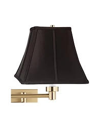Barnes and Ivy Swing Arm Wall Lamp Warm Antique Brass Plug-In Light Fixture Square Shade Bedroom Living Room Reading