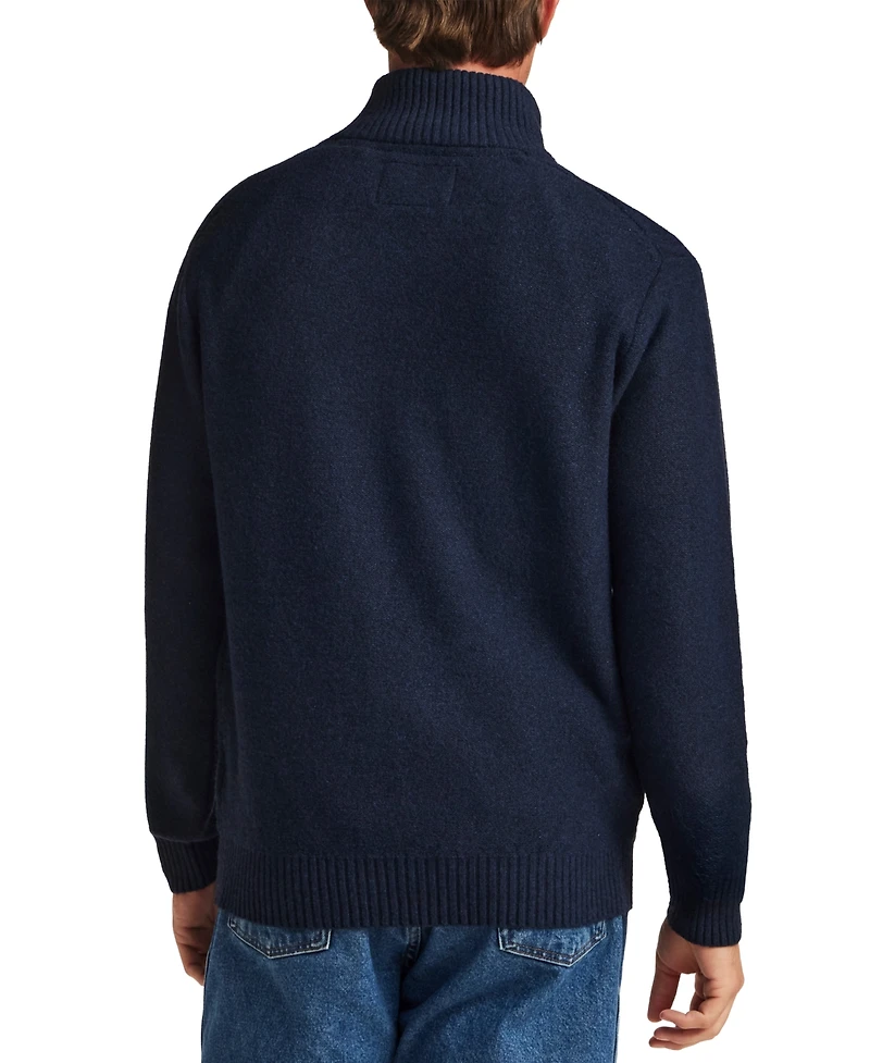 Weatherproof Vintage Men's Trellis Textured Fuzzy Quarter-Zip Sweater