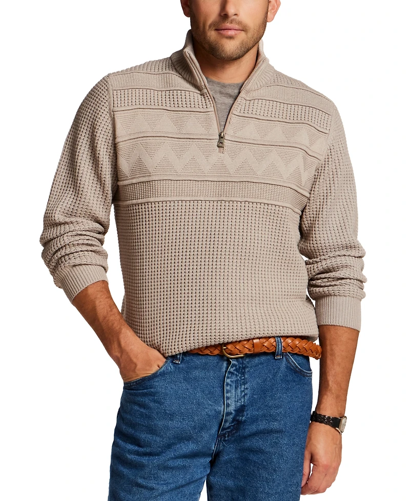 Weatherproof Vintage Men's Textured Zig Zag Yoke Quarter-Zip Sweater