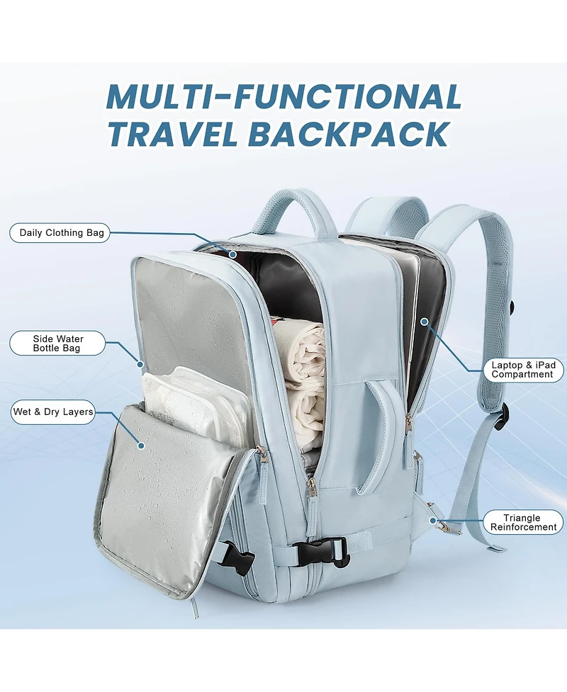 Piscifun 16 Inch Laptop Carry On Travel Backpack Waterproof Daypack With Usb Charging Port