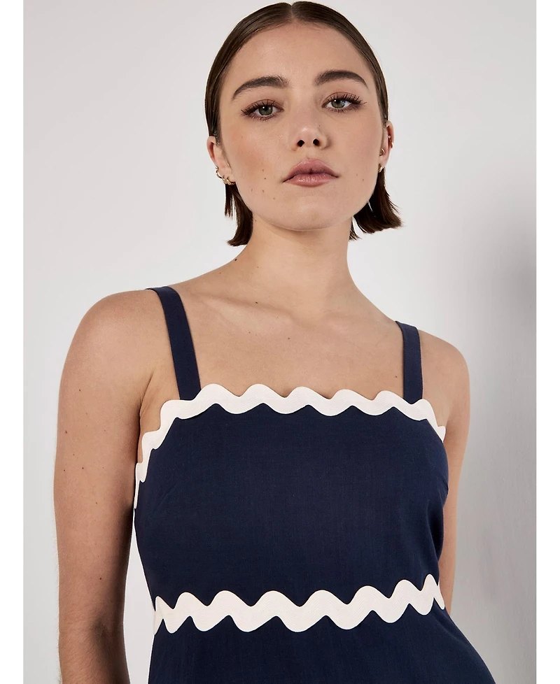 Apricot Women's Rick Rack Trim Trapeze Midaxi Dress