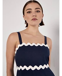 Apricot Women's Rick Rack Trim Trapeze Midaxi Dress