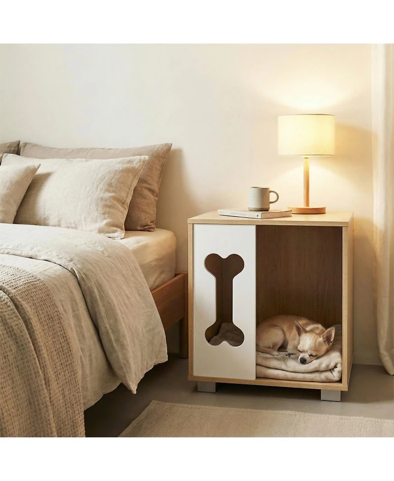 Hongge Wooden Cat Condo End Table with Cutout Entry Window