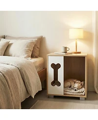 Hongge Wooden Cat Condo End Table with Cutout Entry Window