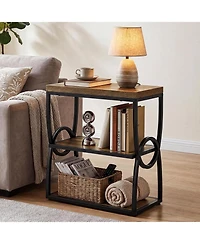 Tribesigns Narrow End Table, Couch Side Table with Storage | 3-Tier Storage, Sturdy Metal Frame